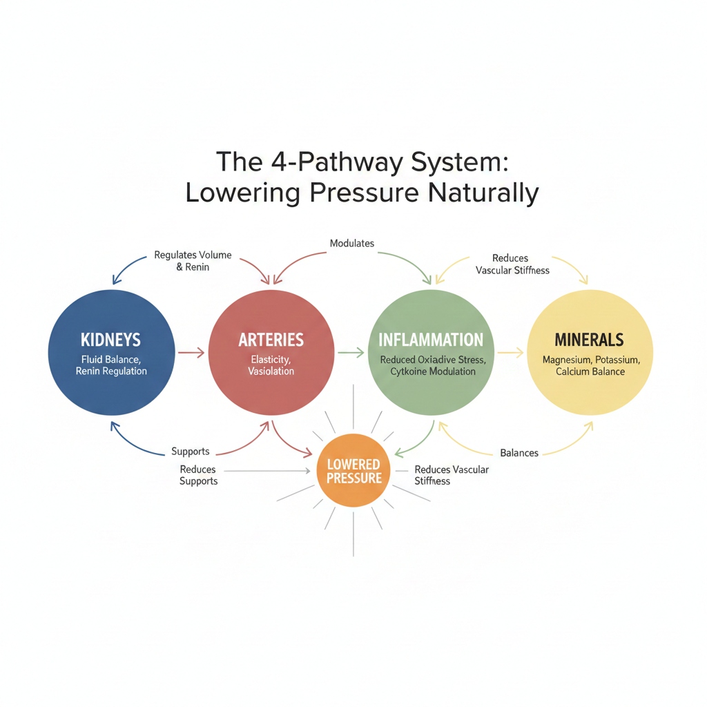 The 4-Pathway System Diagram: Kidneys, Arteries, Inflammation, Minerals