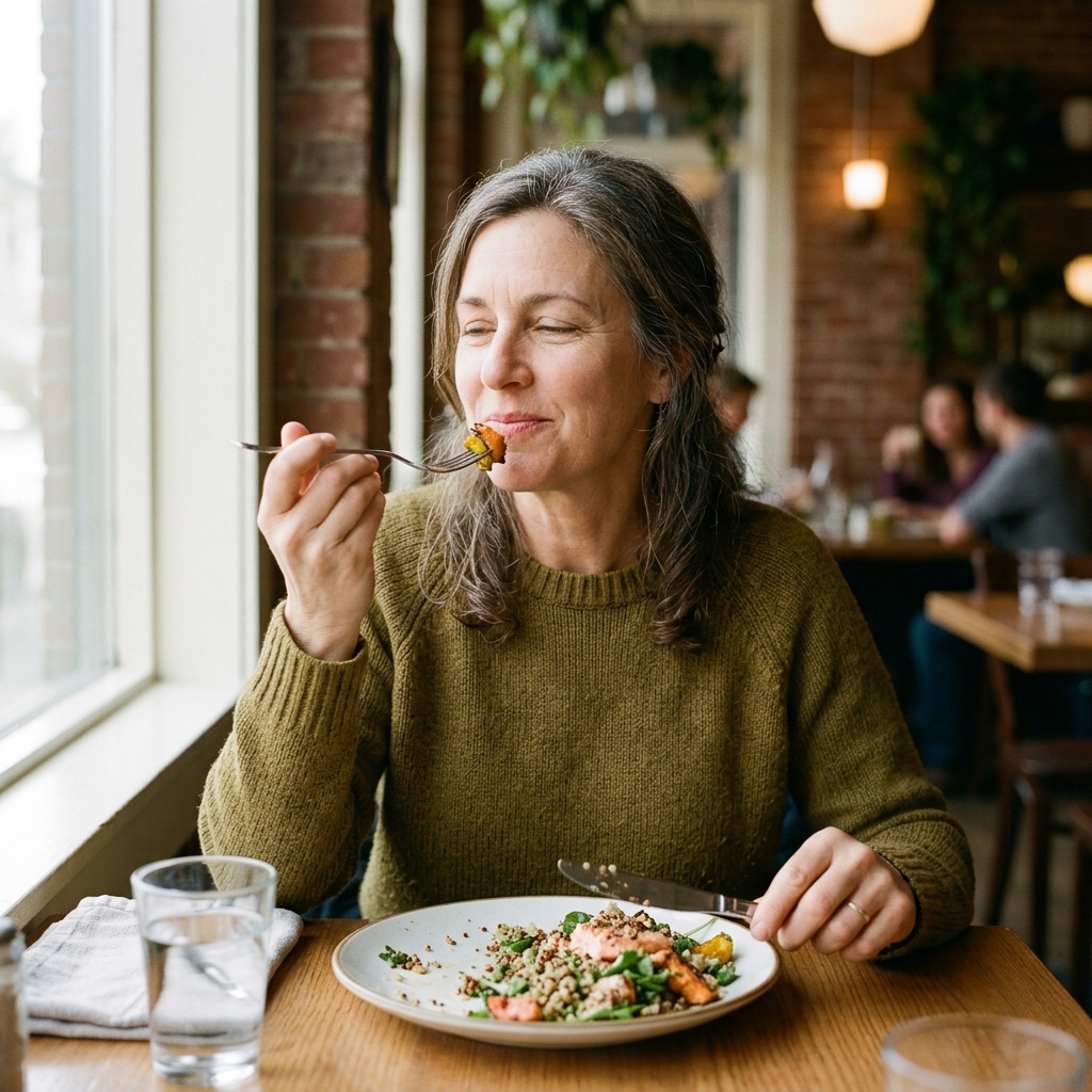 Person eating slowly