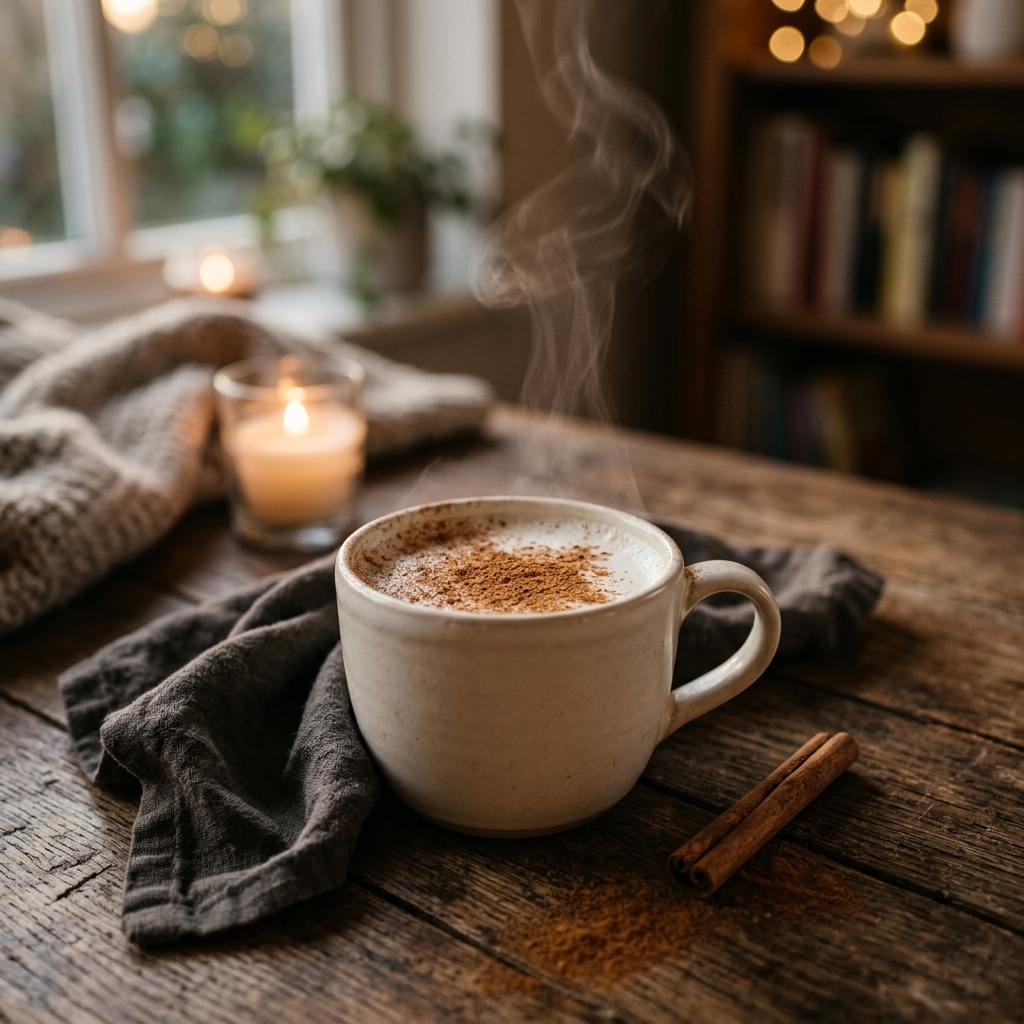 Warm milk with cinnamon